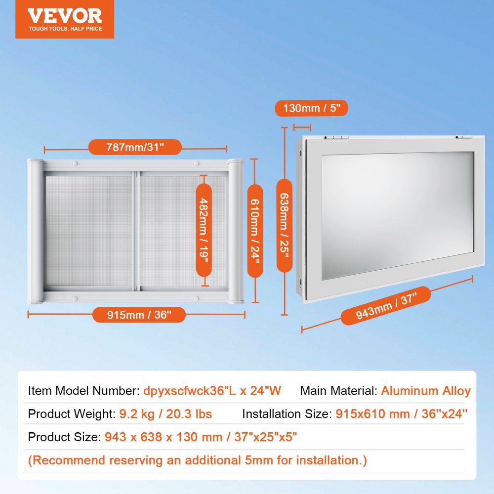 dpyxscfwck36*24W - Durable Aluminum Alloy Serving Window for Food Trucks