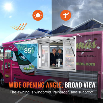 SCFWCK 36"L x 36"W - Aluminum Concession Window with Sliding Mesh for Food Trucks