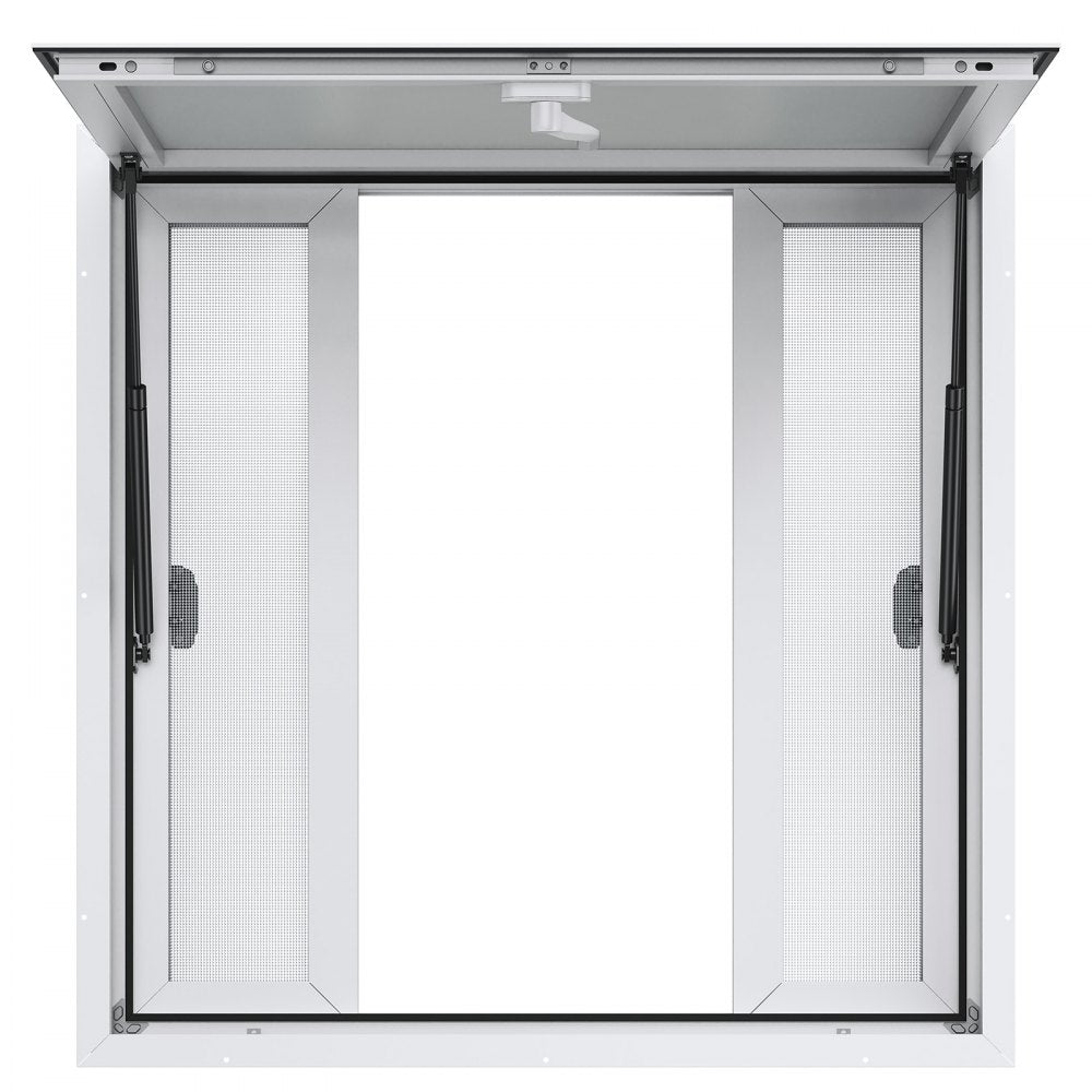 SCFWCK 36"L x 36"W - Aluminum Concession Window with Sliding Mesh for Food Trucks