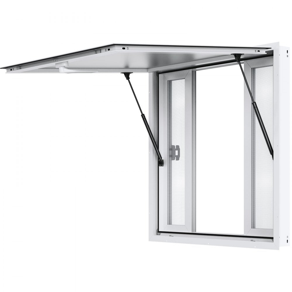 SCFWCK 36"L x 36"W - Aluminum Concession Window with Sliding Mesh for Food Trucks