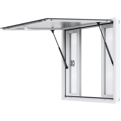 SCFWCK 36"L x 36"W - Aluminum Concession Window with Sliding Mesh for Food Trucks