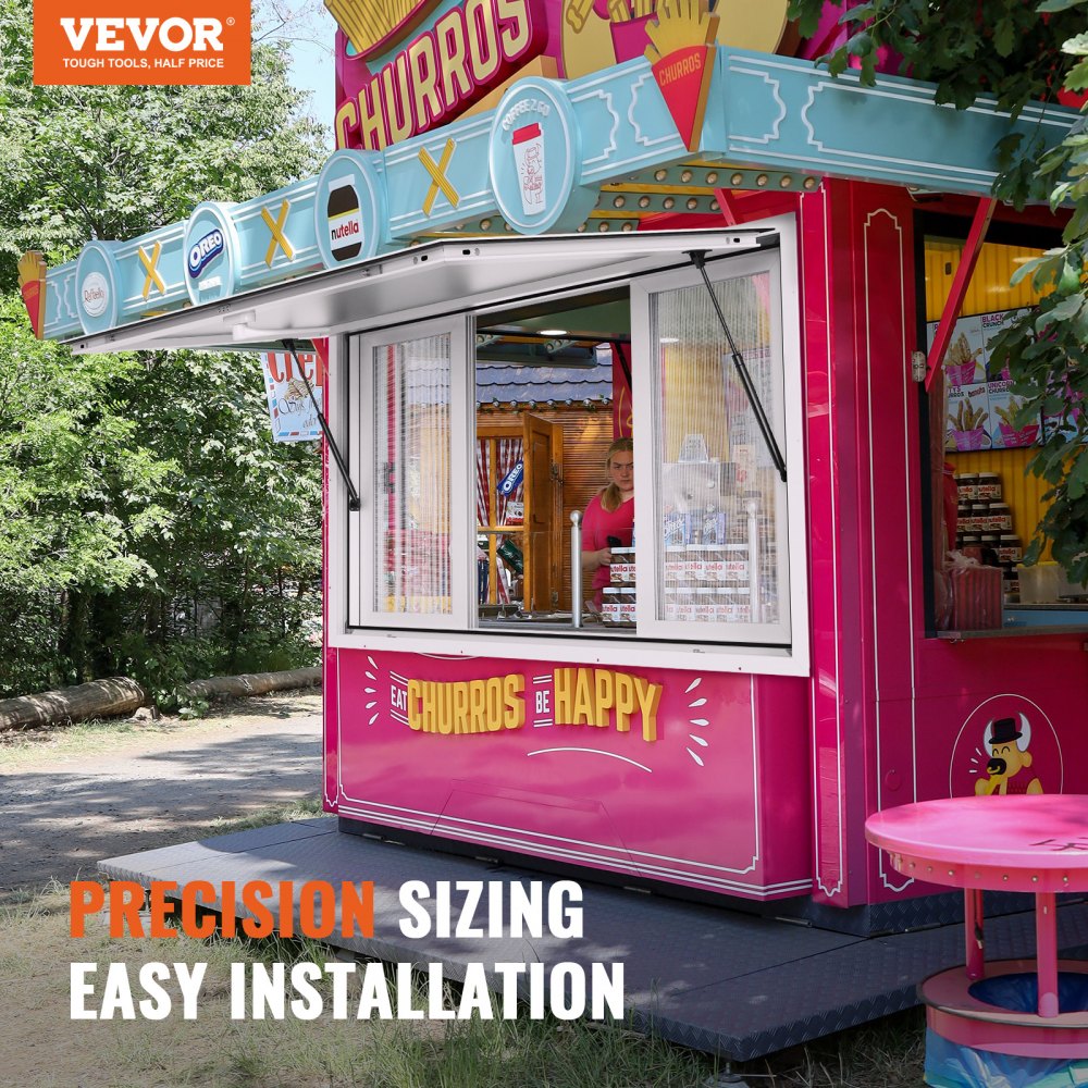 scfwck - 53"L x 33"W Aluminum Concession Window with Sliding Doors & Awning