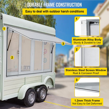 VV-CSW-SC-3636 - 36x36" Aluminum Concession Window with 4 Sliding Screens