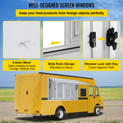 VV-CSW-SC-3660 - 60x36" Aluminum Food Truck Window with 4 Sliding Screens