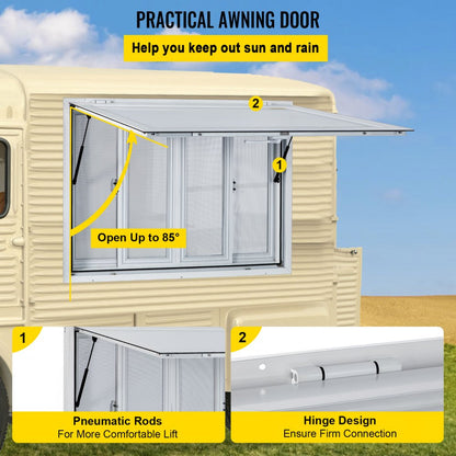 VV-CSW-SC-3660 - 60x36" Aluminum Food Truck Window with 4 Sliding Screens