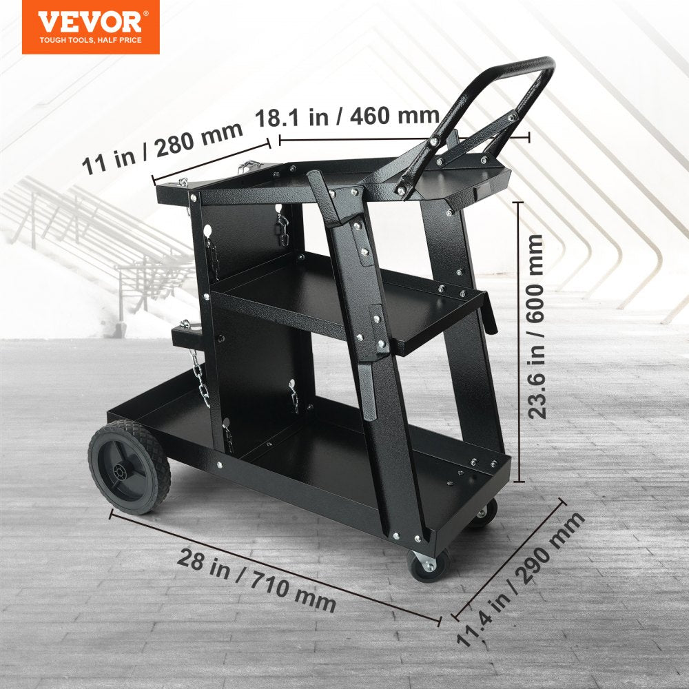WT-78 - 3-Tier Welding Cart with 400Lbs Capacity & Swivel Wheels