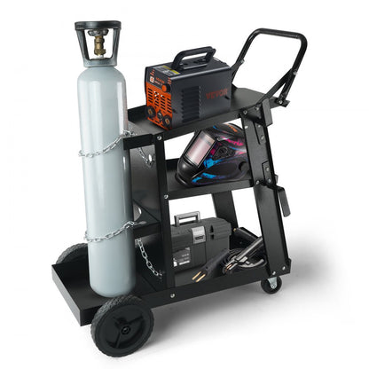 WT-78 - 3-Tier Welding Cart with 400Lbs Capacity & Swivel Wheels