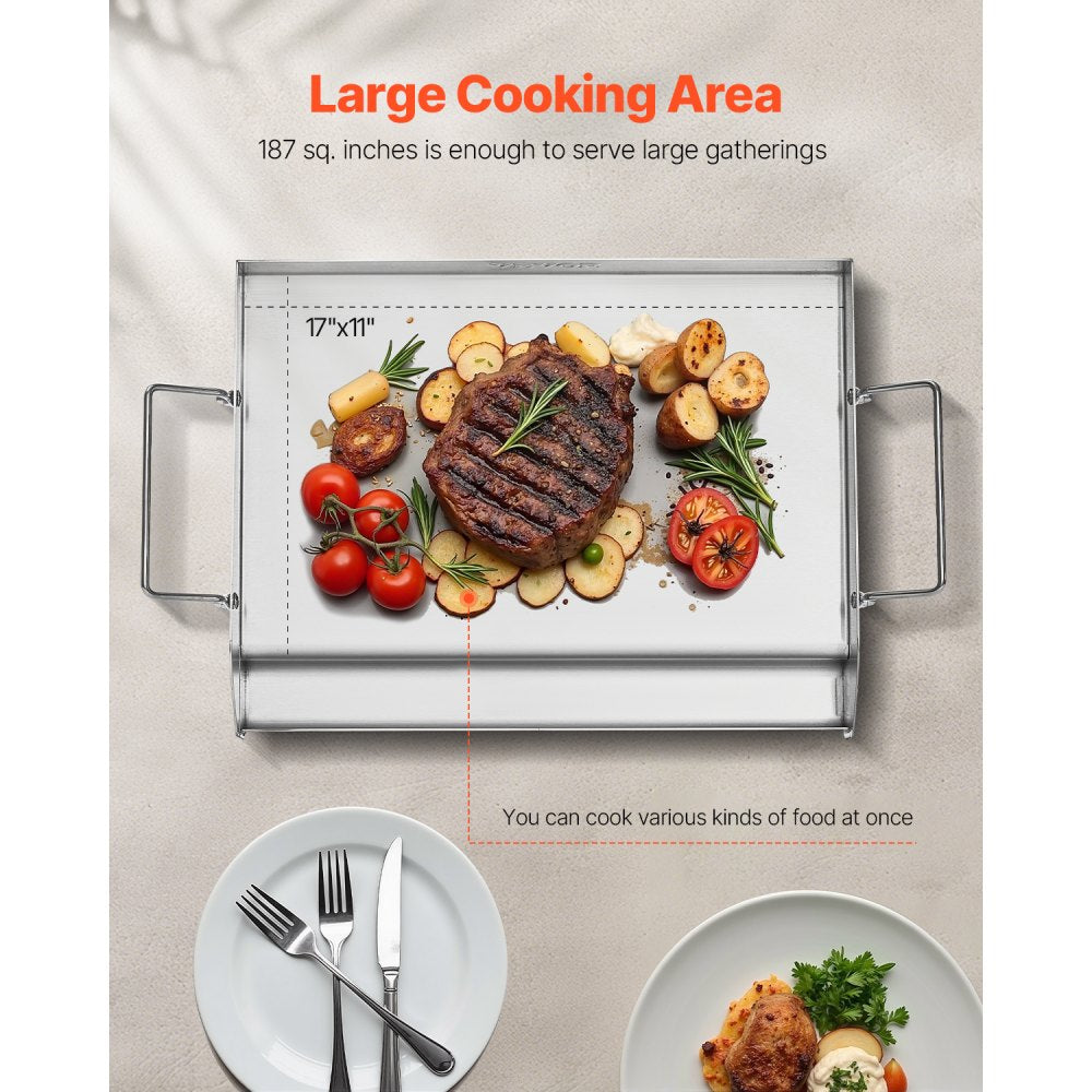 HH-SP010 - Durable Stainless Steel Griddle for Even Cooking Experience