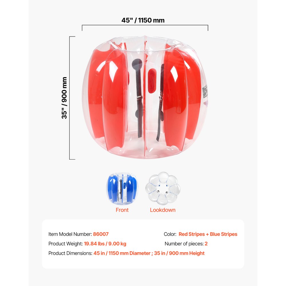 86007 - 2 Durable Inflatable Bumper Balls, 4FT with Handles