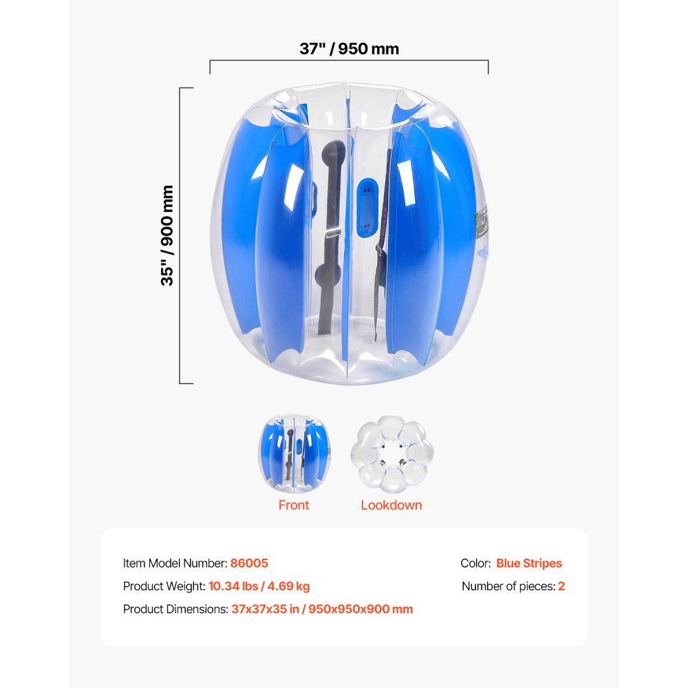 86005 - 2 Durable PVC 3FT Inflatable Bumper Balls with Handles
