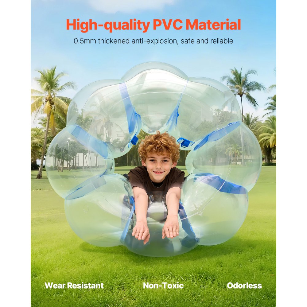 86006 - Blue Striped 4FT Inflatable Bumper Ball, Durable PVC Design