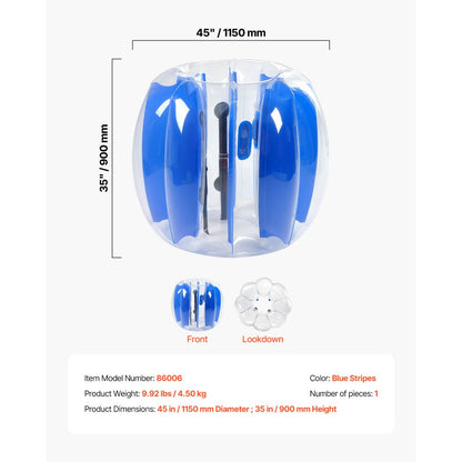 86006 - Blue Striped 4FT Inflatable Bumper Ball, Durable PVC Design