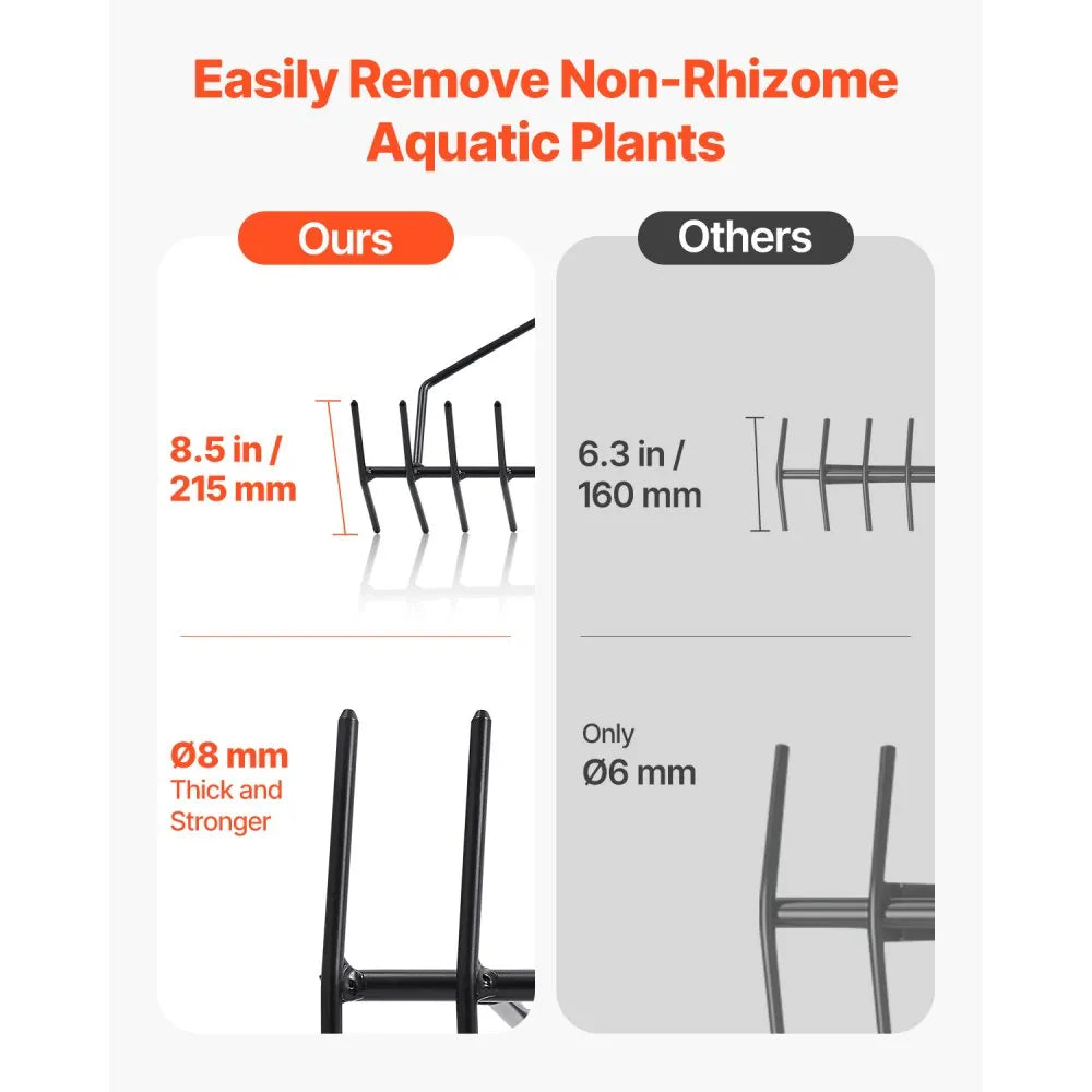 7847 - Durable 8.5" Aquatic Weed Rake with 30ft Rope and Net Bag