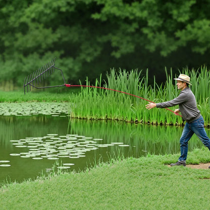 7847 - Durable 8.5" Aquatic Weed Rake with 30ft Rope and Net Bag