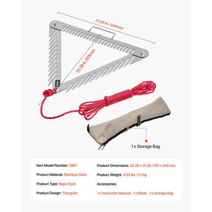 7867 - Stainless Steel Aquatic Rake with 9m Rope for Easy Weeding