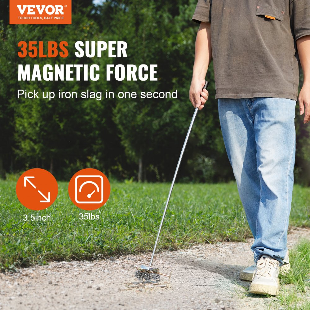 QJ8010 - 8.3-33.3in Telescoping Magnetic Sweeper for Metal Pickup