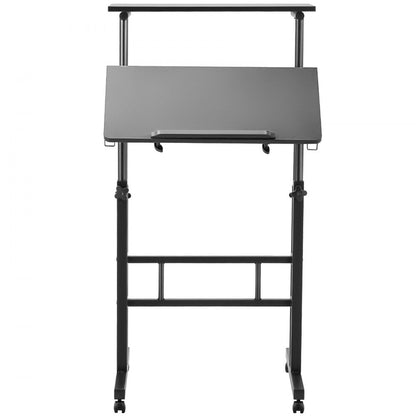 GT-JS-0001 - Adjustable 2-Tier Mobile Standing Desk with 360° Wheels