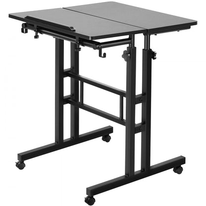 GT-JS-0001 - Adjustable 2-Tier Mobile Standing Desk with 360° Wheels