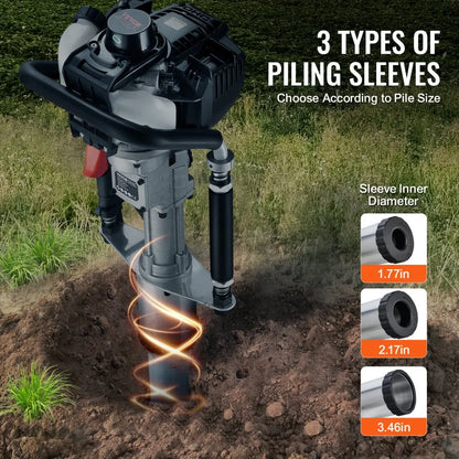 JH-65 - VEVOR 37.77cc Gas-Powered Pile Driver with Interchangeable Heads