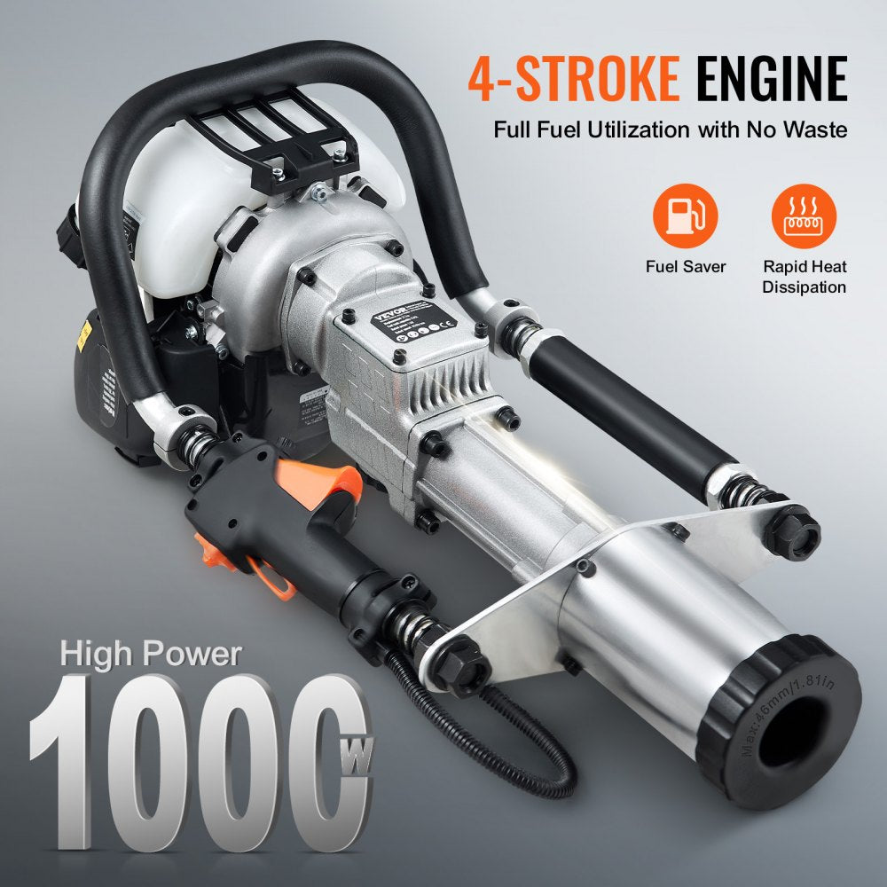 JH-65 - VEVOR 37.77cc Gas-Powered Pile Driver with Interchangeable Heads