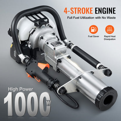 JH-65 - VEVOR 37.77cc Gas-Powered Pile Driver with Interchangeable Heads
