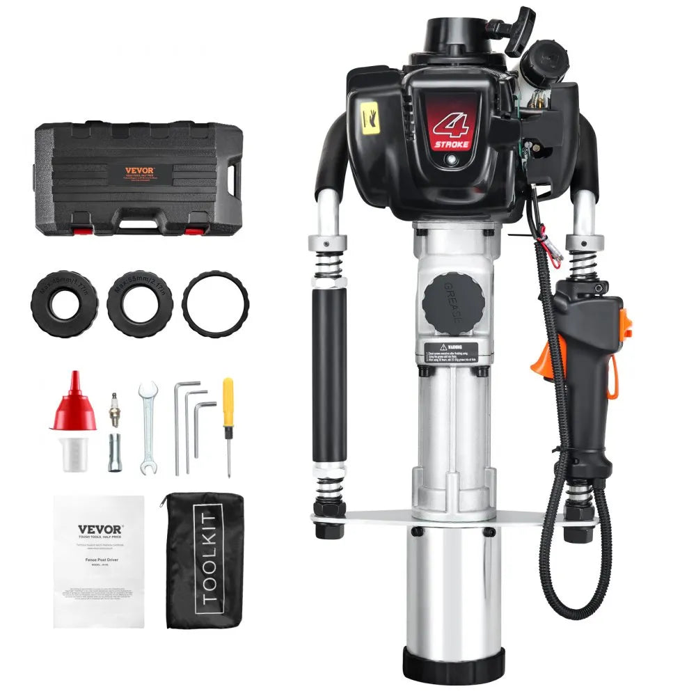 JH-65 - VEVOR 37.77cc Gas-Powered Pile Driver with Interchangeable Heads