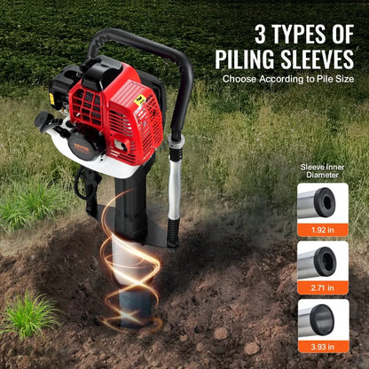 JH-95 - 52cc Gas Pile Driver with 3 Sleeves & Anti-Slip Handle