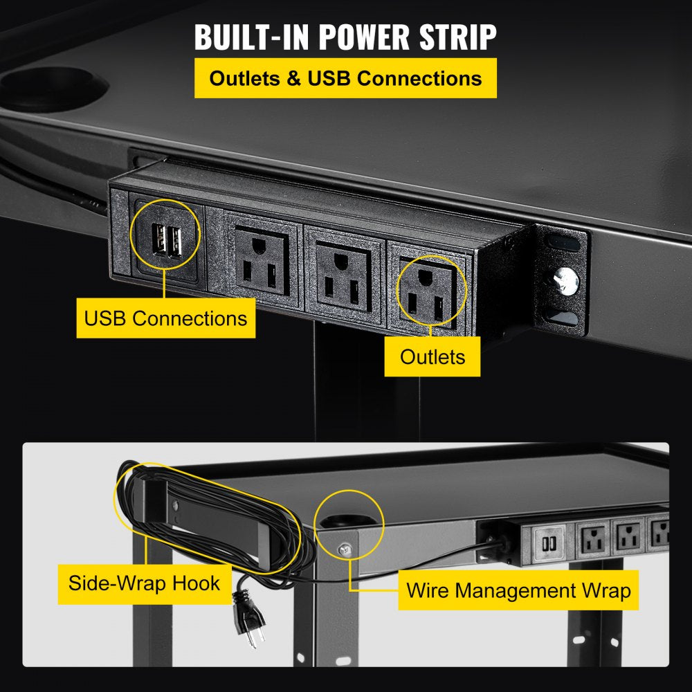 SCTCAV-S7 - Heavy-Duty 24" Steel AV Cart with Height Adjustability