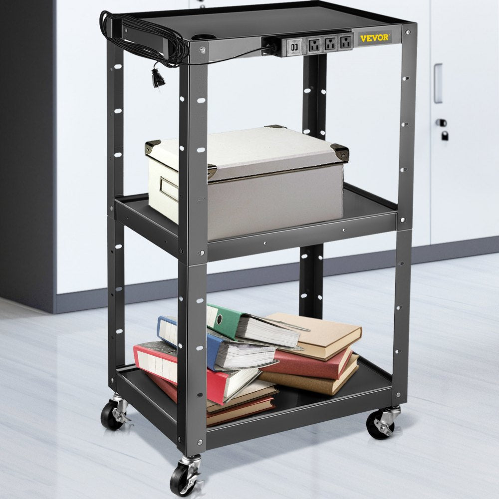 SCTCAV-S7 - Heavy-Duty 24" Steel AV Cart with Height Adjustability