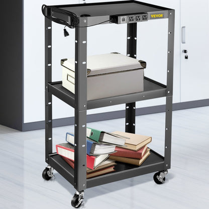 SCTCAV-S7 - Heavy-Duty 24" Steel AV Cart with Height Adjustability