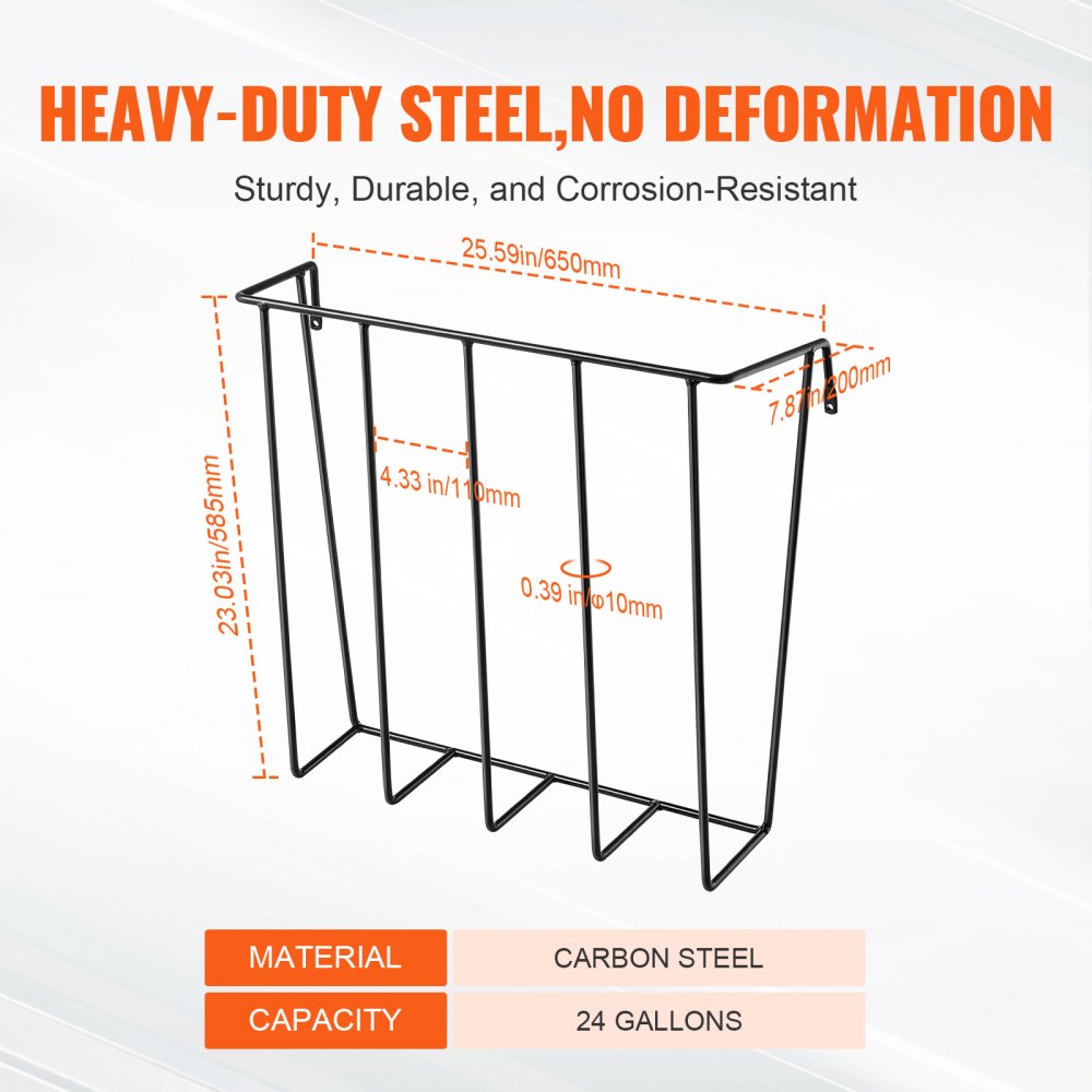 T1099 - Heavy-Duty Wall-Mounted Hay Feeder for 5 Goats, 24 Gallons