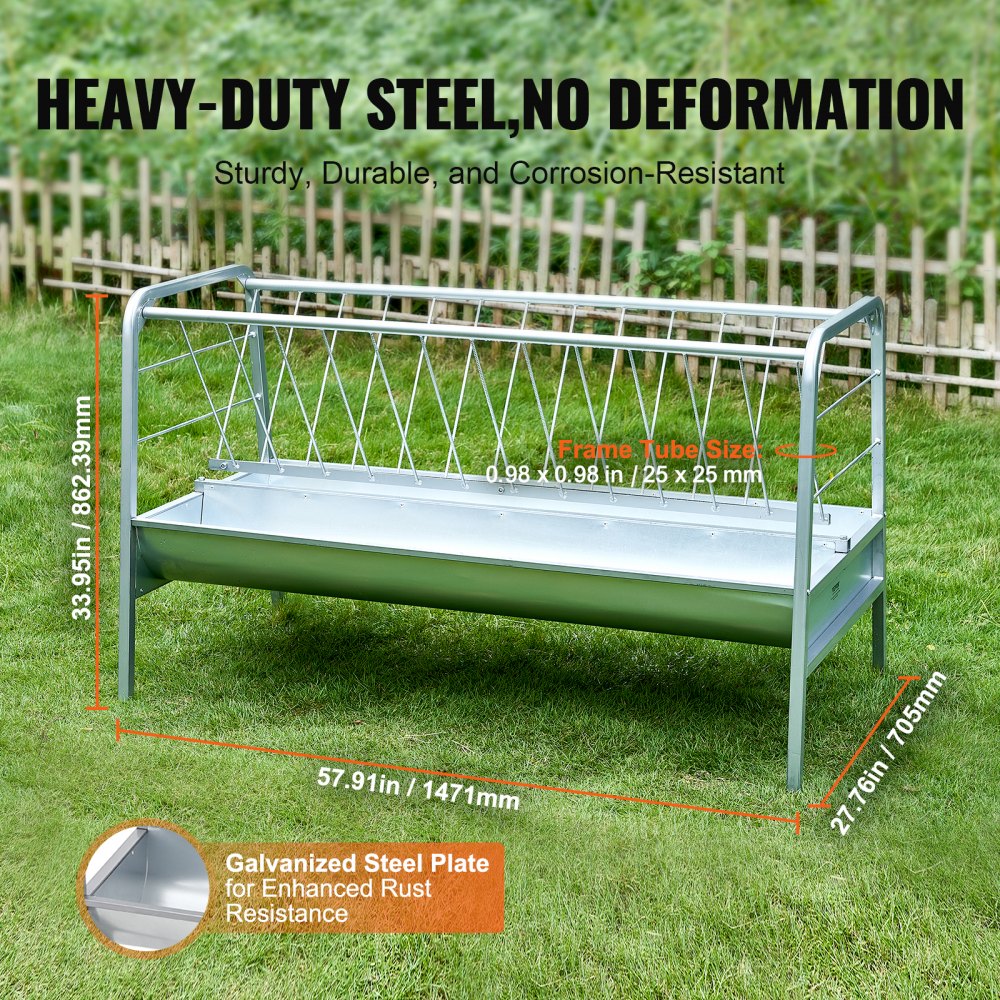 T1097 - Heavy-Duty 2 in 1 Wall Mounted Feeder for Goats & Hay
