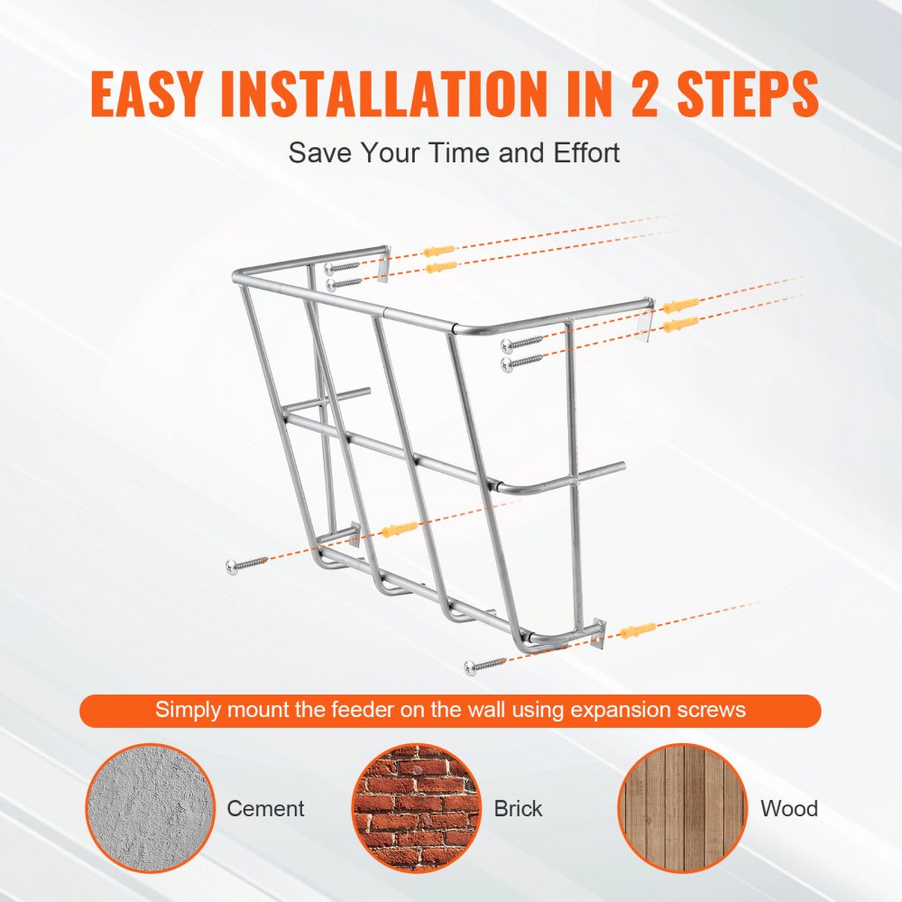 T1096 - Heavy-Duty Wall-Mounted Hay Feeder for 5 Goats, 18.5 Gallons