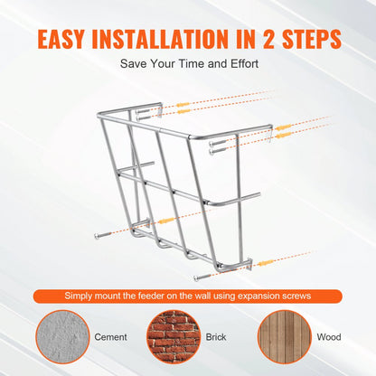 T1096 - Heavy-Duty Wall-Mounted Hay Feeder for 5 Goats, 18.5 Gallons