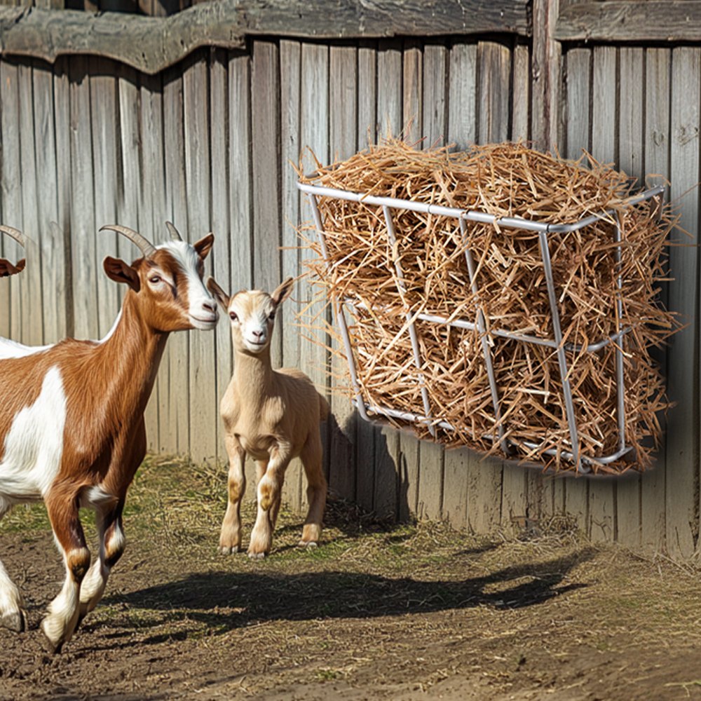 T1096 - Heavy-Duty Wall-Mounted Hay Feeder for 5 Goats, 18.5 Gallons