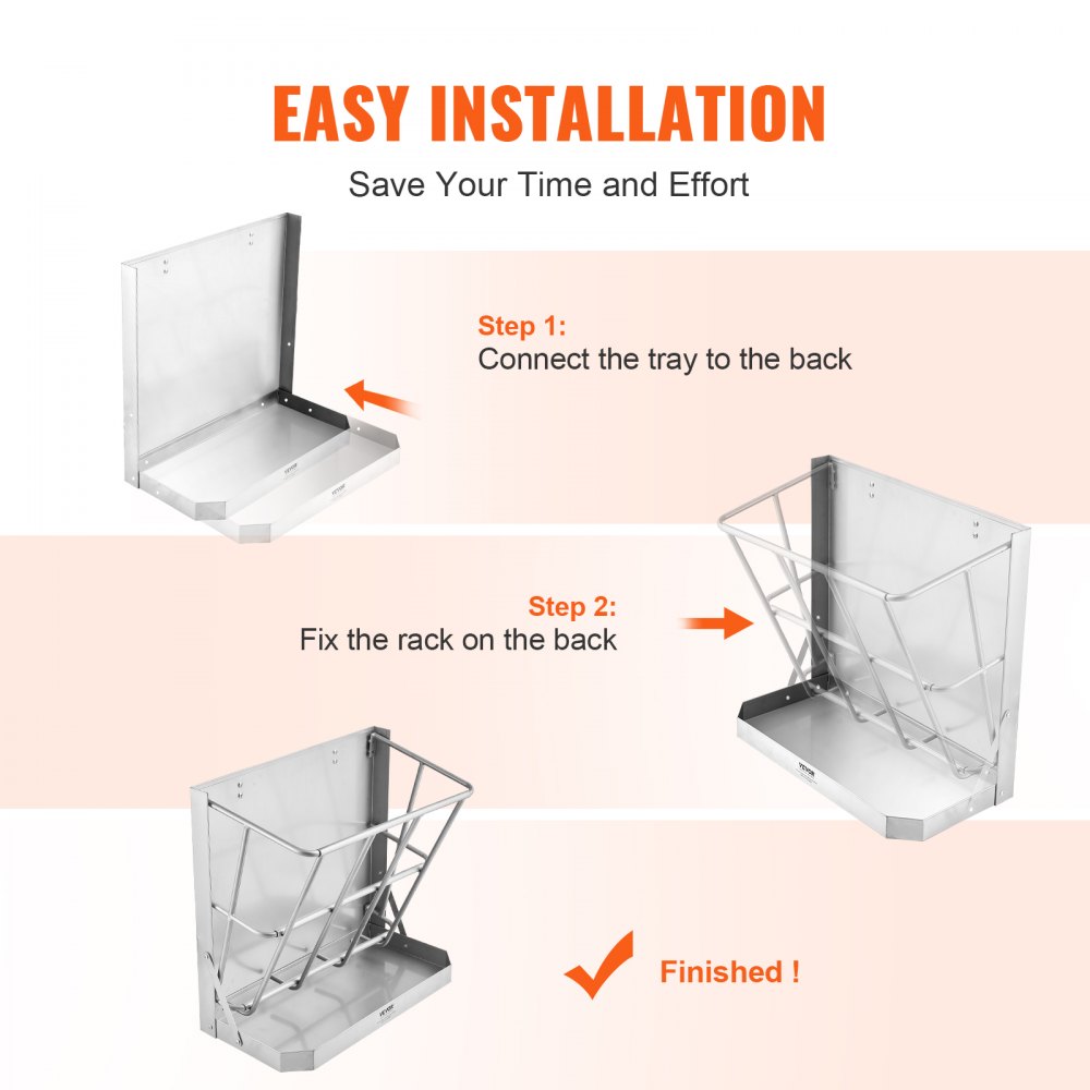 T1095 - 21 Gallon Wall-Mounted Goat Feeder for 5 Goats, Steel Construction