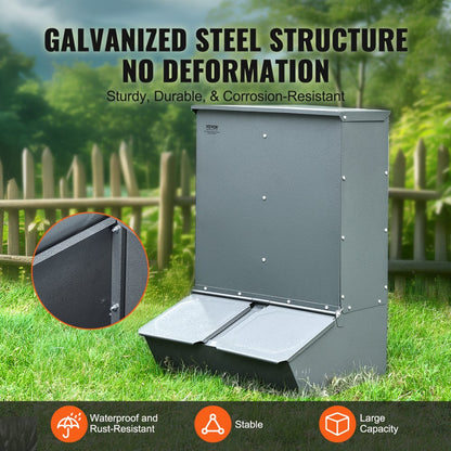 T1091 - Durable 3.7 Bushel Galvanized Steel Hog Feeder for 8 Pigs