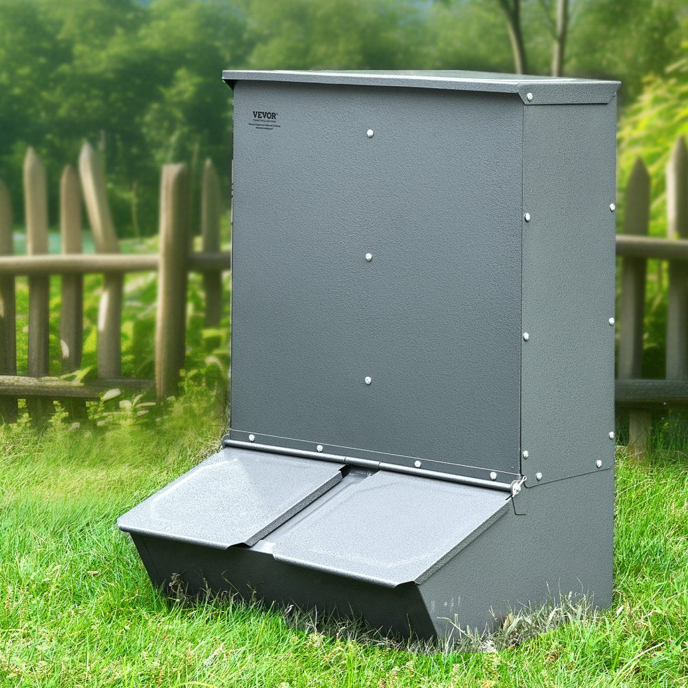 T1091 - Durable 3.7 Bushel Galvanized Steel Hog Feeder for 8 Pigs
