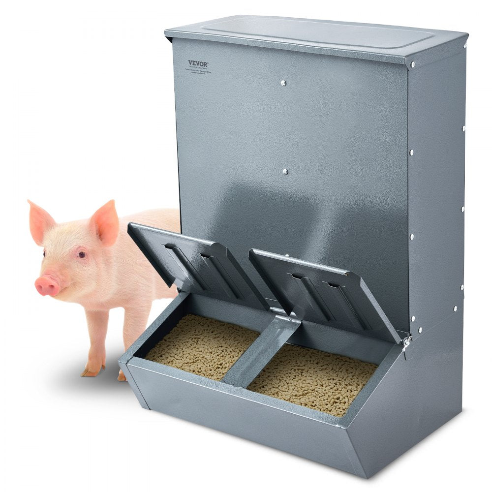 T1091 - Durable 3.7 Bushel Galvanized Steel Hog Feeder for 8 Pigs