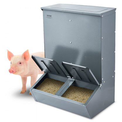 T1091 - Durable 3.7 Bushel Galvanized Steel Hog Feeder for 8 Pigs