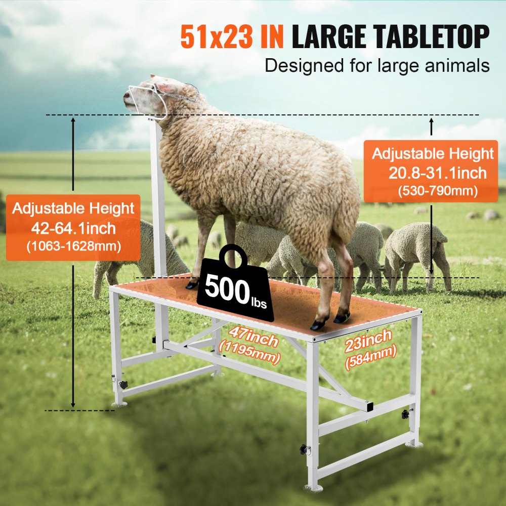 SCJ002-W - VEVOR 47x23" Goat Stand, 500lbs Capacity, Adjustable Height 21"-33"