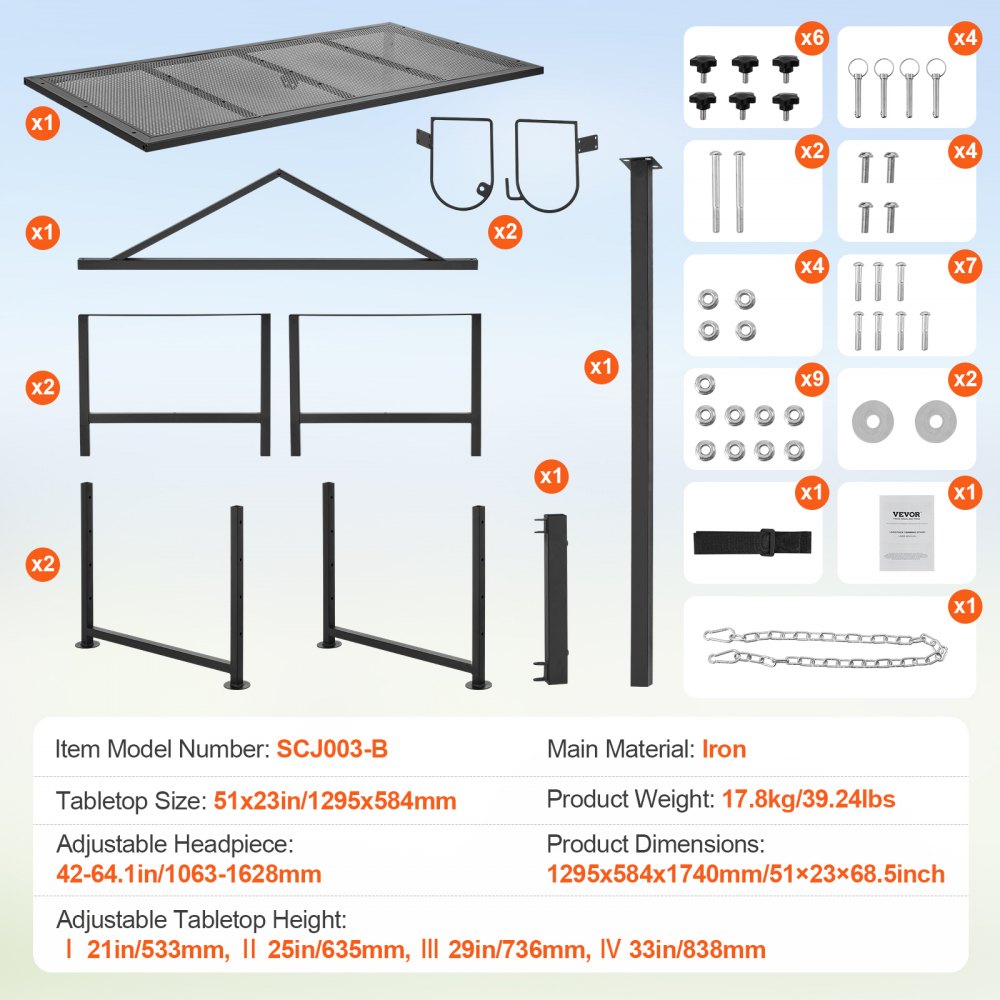 SCJ003-B - Adjustable 51"x23" Goat & Sheep Stand for Easy Shearing