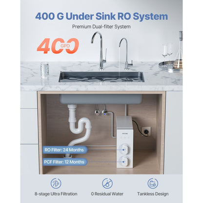 SS-001 - 400 GPD Tankless Reverse Osmosis System with 8-Stage Filtration
