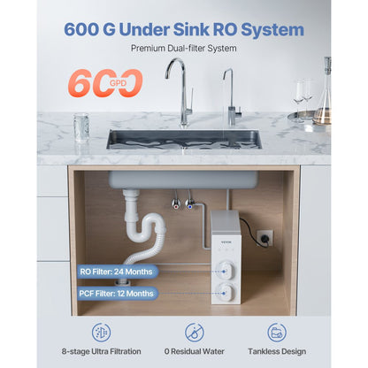 SS-003 - 600 GPD Tankless RO System with 8-Stage Filtration
