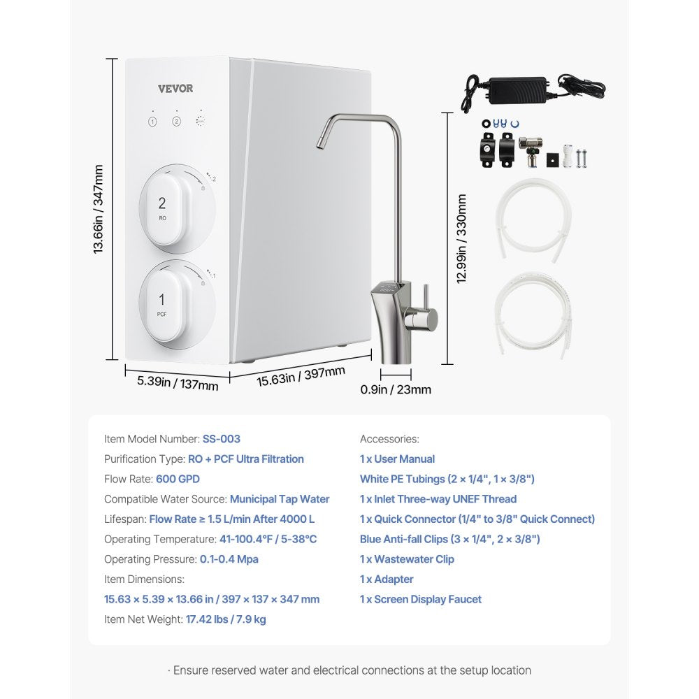 SS-003 - 600 GPD Tankless RO System with 8-Stage Filtration