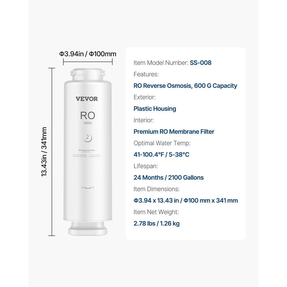 SS-008 - 600 GPD Reverse Osmosis Filter for SS-003, Tool-Free Replacement