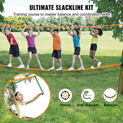Pr-03-60 - 61ft VEVOR Slackline Kit for Family Fun and Balance Training