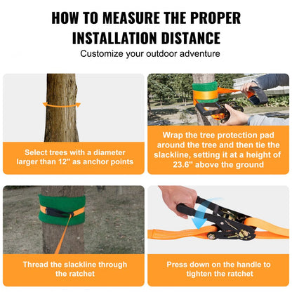 Pr-03-60 - 61ft VEVOR Slackline Kit for Family Fun and Balance Training