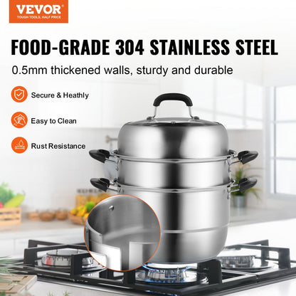 010384540794 - 11in Stainless Steel Steamer Set with 8.5QT Stock Pot