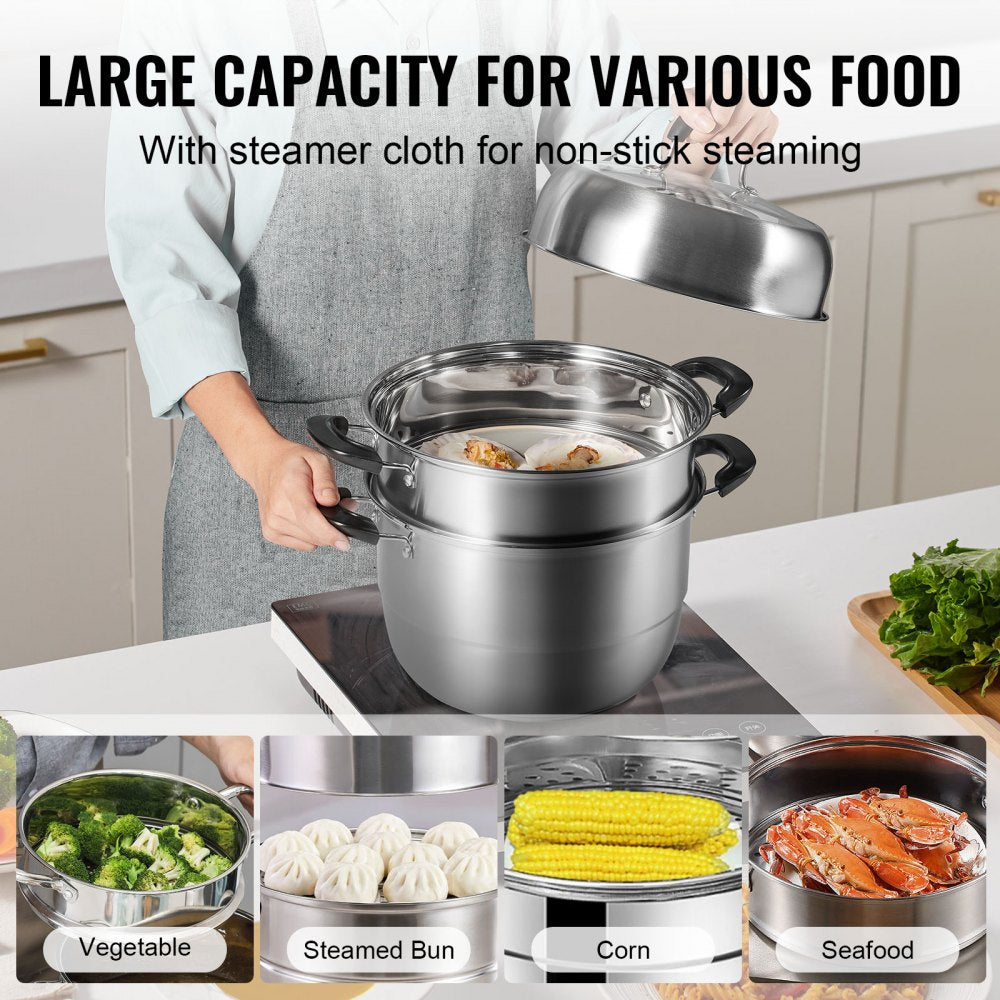 010384540794 - 11in Stainless Steel Steamer Set with 8.5QT Stock Pot